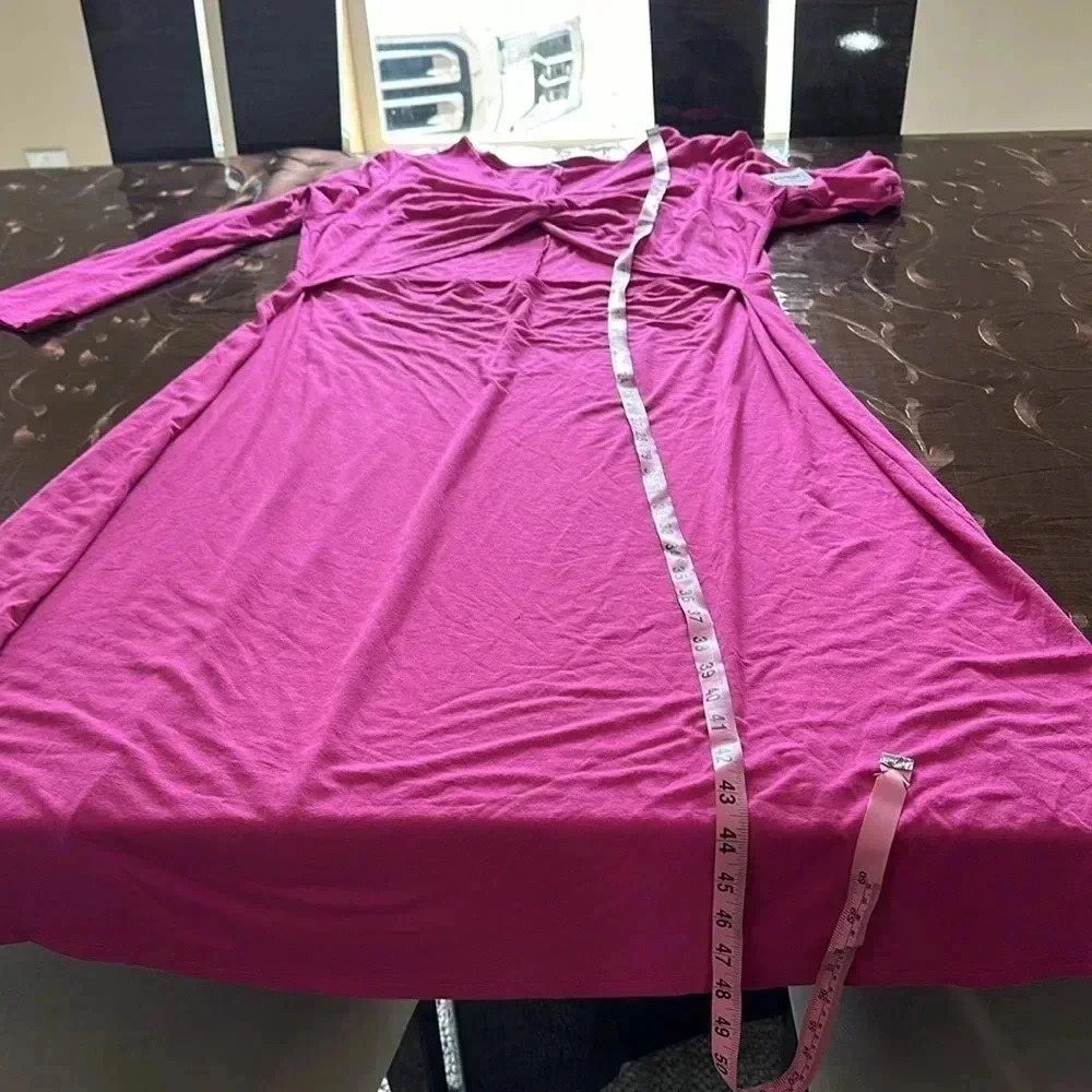 Old Navy Fit & Flare Twist-Front Cutout Midi Dress in Raspberry Tart Women' - Picture 7 of 10